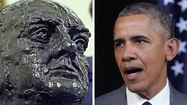 Barack Obama, Winston Churchill, bust