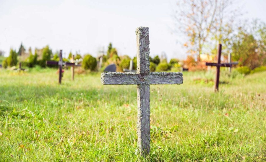 Wooden grave marker cemetery