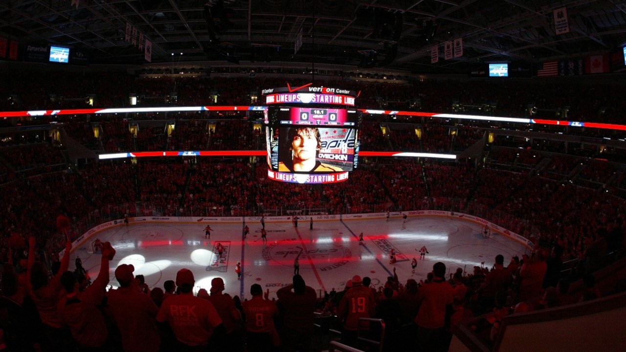 Fans cheer on the Washington Capitals