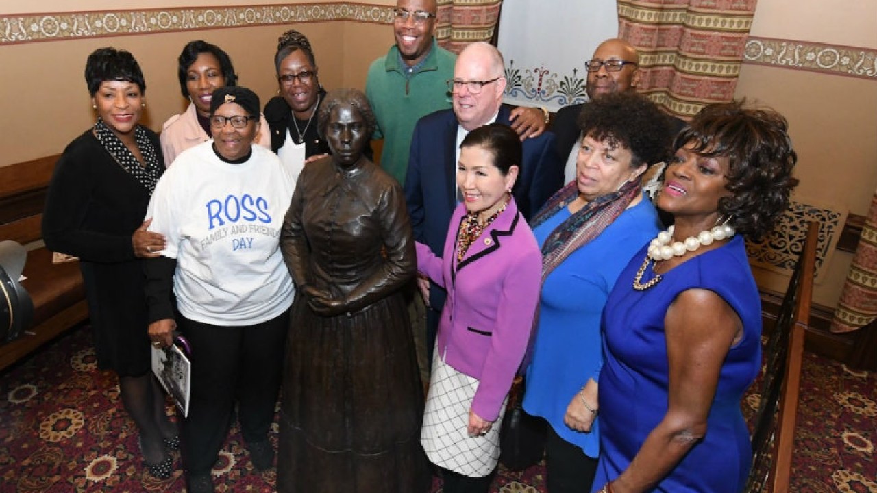 frederick douglass statue harriet tubman maryland state capitol annapolis unveiling adrienne speaker