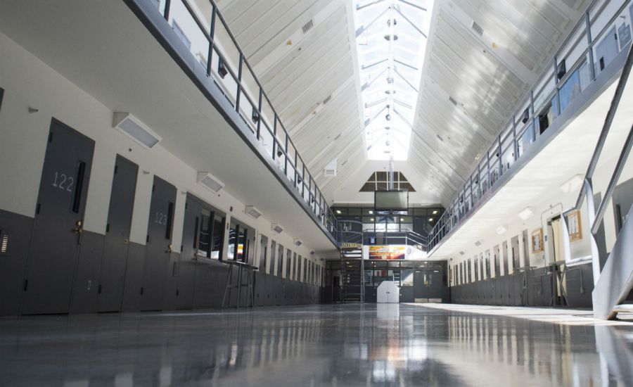 Photo of a cell block in an Oklahoma prison