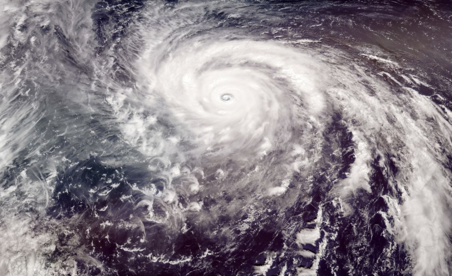 a satellite photo of a hurricane from space