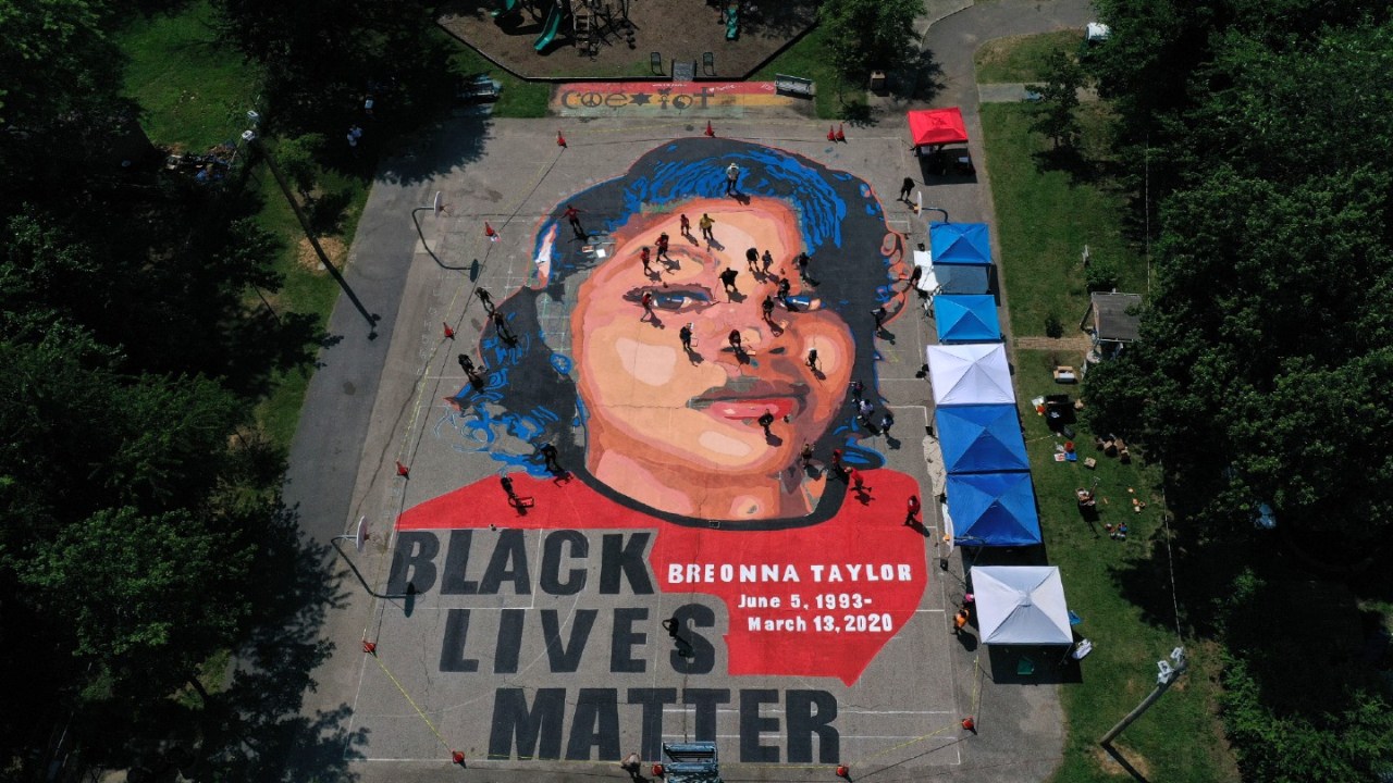 george floyd minneapolis death police brutality protest riots black lives matter breonna taylor oprah o magazine billboards louisville kentucky justice until freedom civil rights officers arrest charge raid daniel cameron