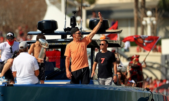 NFL quarterback Tom Brady at boat parade