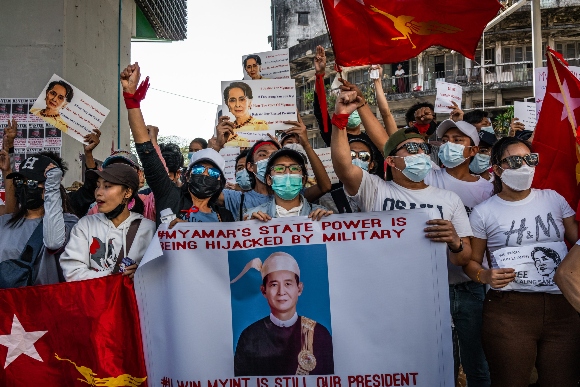 Protesters rally in Myanmar