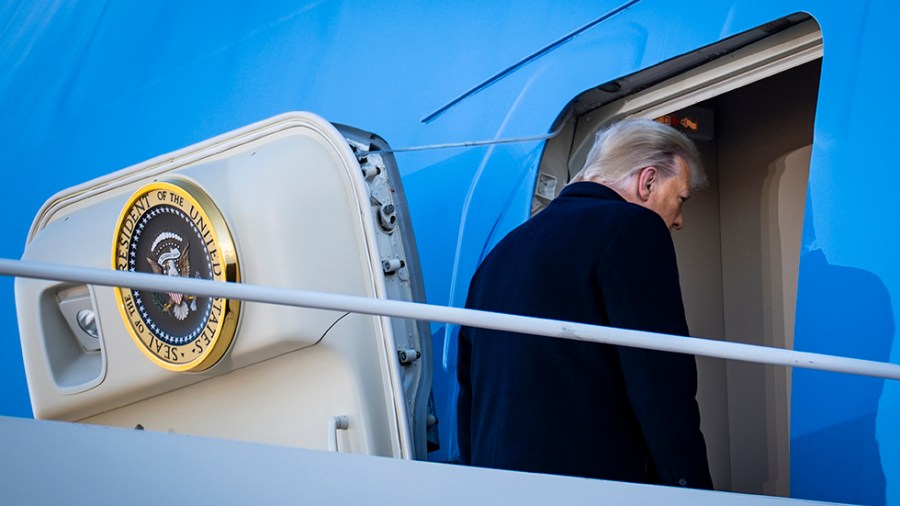 Former President Donald Trump gets on Air Force One for the final time as President.