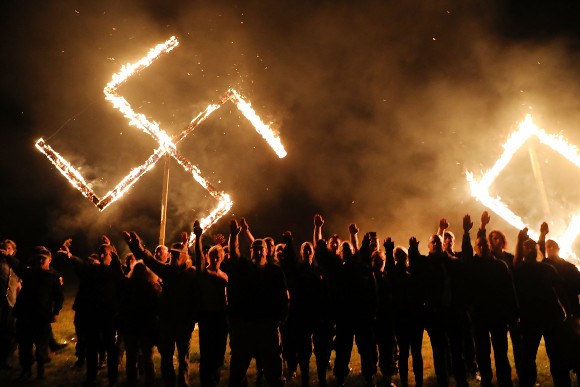 Burning swastika