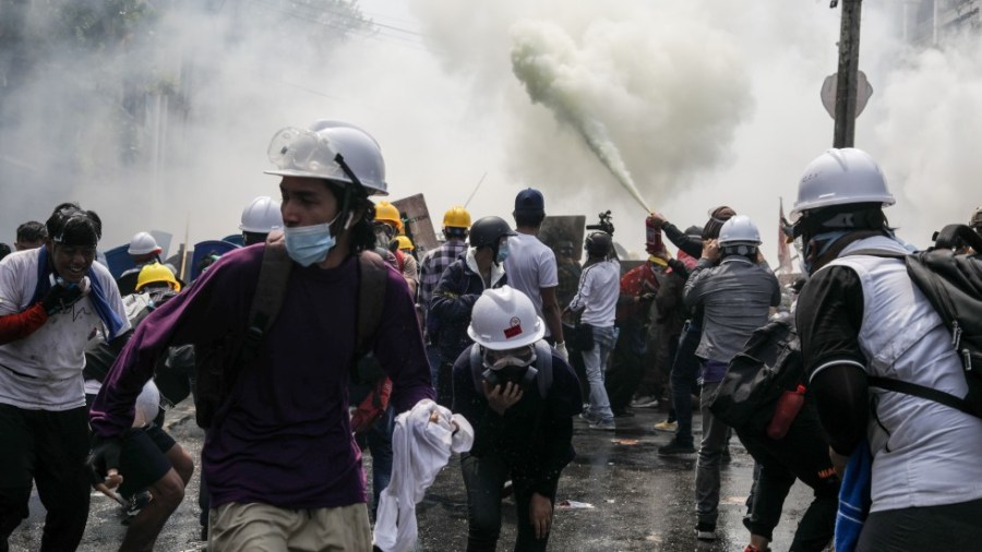 Protesters in Myanmar