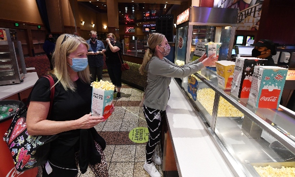 Patrons at a movie theater