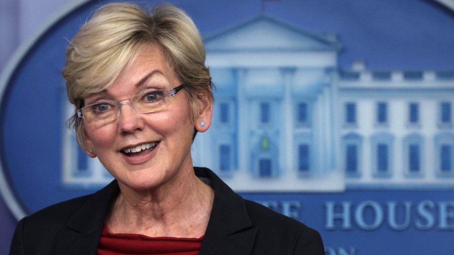 Energy Secretary Jennifer Granholm speaks with reporters at the White House