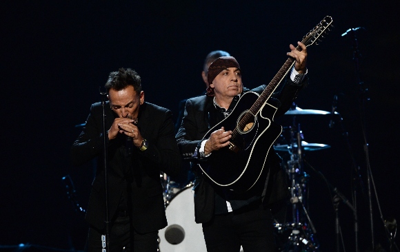 Bruce Springsteen and inductee Steven Van Zandt of the E Street Band perform