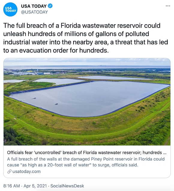 A Florida wastewater reservoir