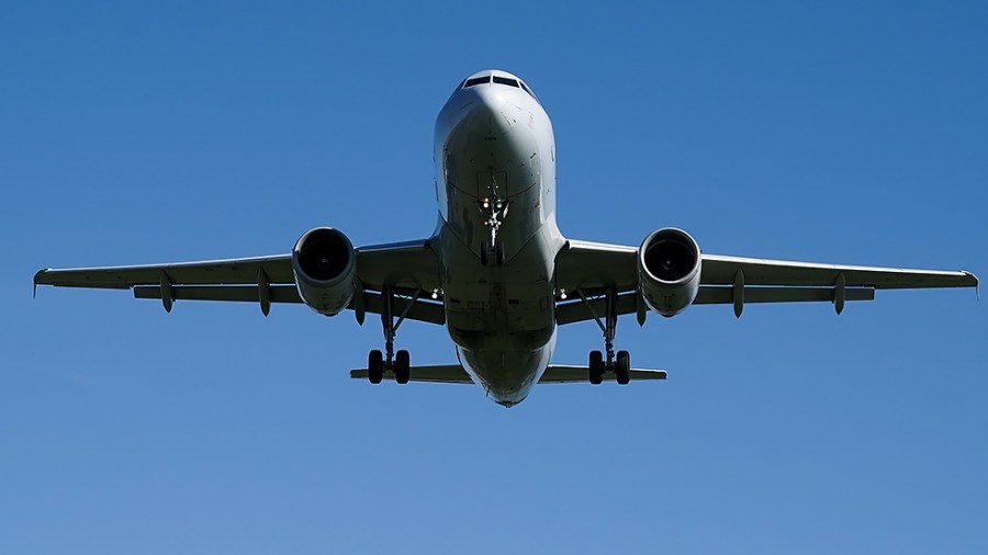 An American Airlines Airbus A-319 makes a landing at National Airport in Arlington, Va.