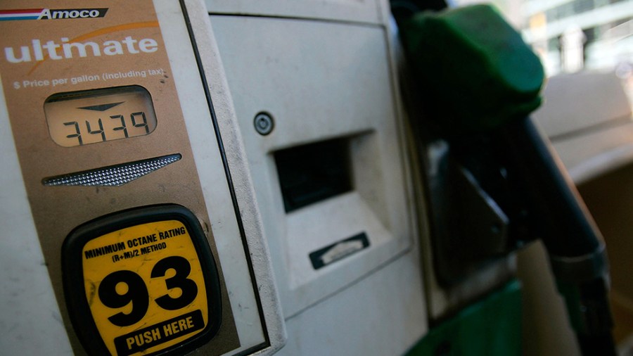 A gas pump with final amount of cost