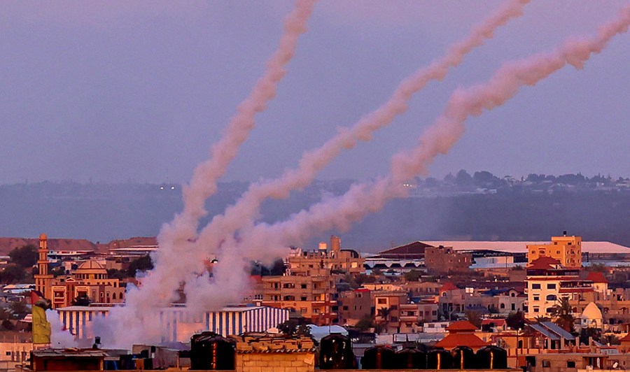 Rockets are launched towards Israel from the southern Gaza Strip