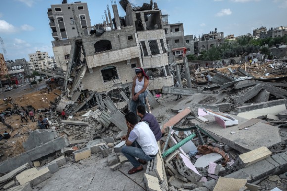 Rubble in Gaza