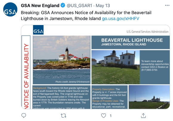 GSA Announces Notice of Availability for the Beavertail Lighthouse in Jamestown, Rhode Island