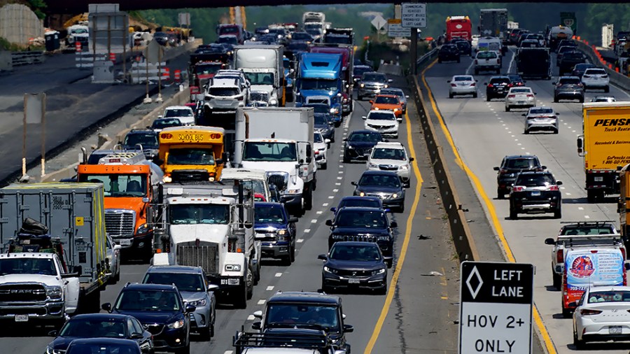 Traffic is seen due to the I-66 widening project near Fairfax, Va., on June 2