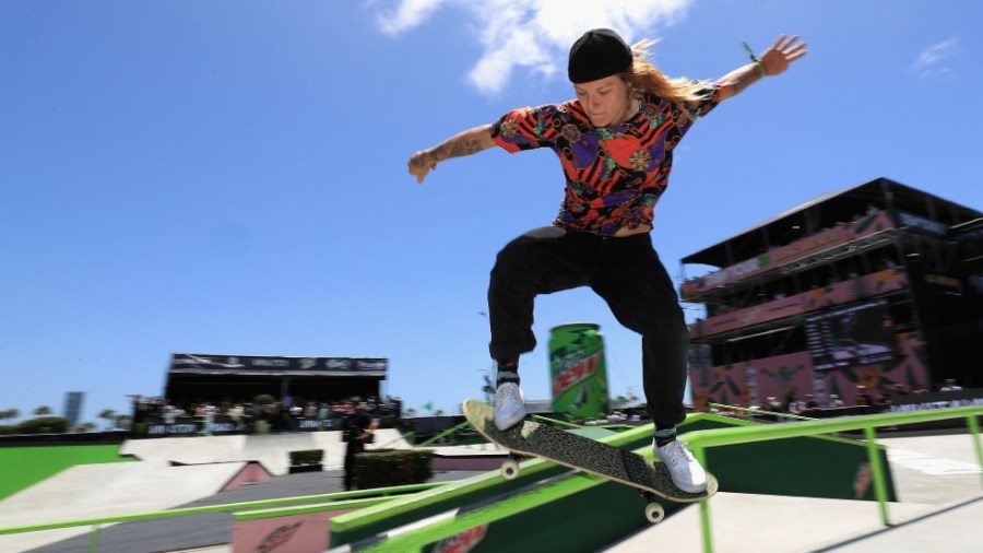 Skateboarder Candy Jacobs competes