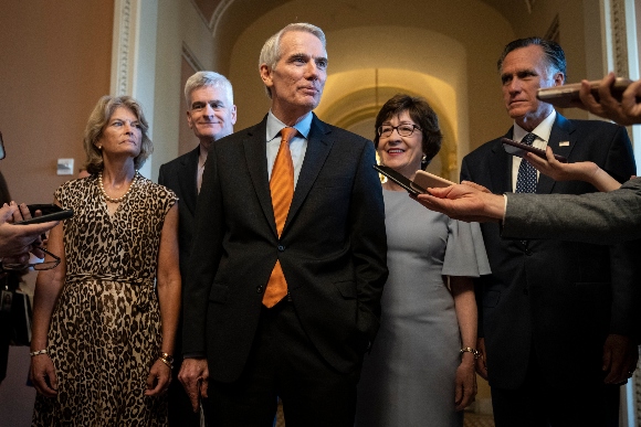 The lead GOP negotiators on the bipartisan infrastructure legislation talk to reporters