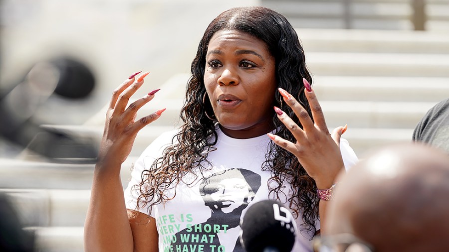 Reps. Cori Bush (D-Mo.) and Mondaire Jones (D-N.Y.) address reporters on the House Steps as they and housing advocates demand an extension of the now expired eviction moratorium on Monday, August 2, 2021.