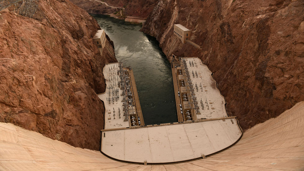 Hydroelectric power generation equipment at the bottom of the Hoover Dam