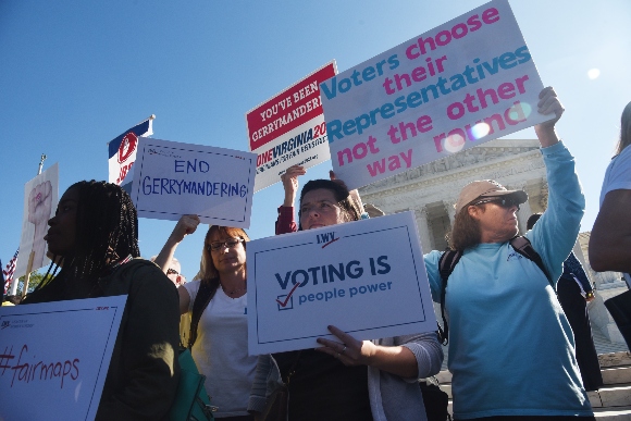 Activists Demonstrate Outside Supreme Court As Court Hears Case To Challenging Practice Of Partisan Gerrymandering