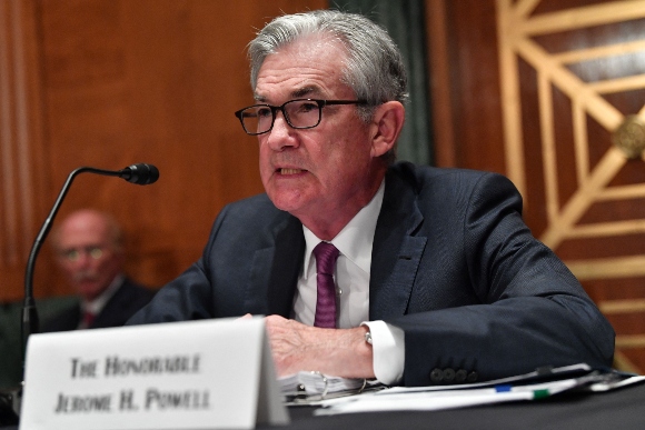 US Federal Reserve Chairman Jerome Powell testifies before a Senate Banking, Housing and Urban Affairs Committee hearing