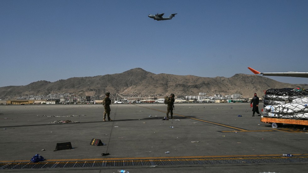 US troops stand guard at Kabul airport