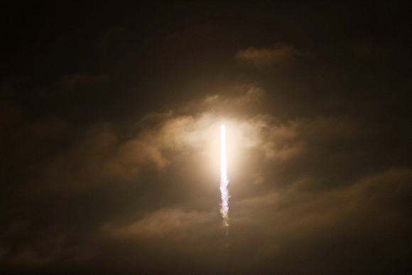 SpaceX Falcon 9 rocket flies to the International Space Station after blasting off