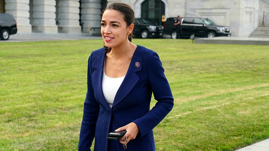 Rep. Alexandria Ocasio-Cortez (D-N.Y.) is seen outside the House Chamber as the House conducts the first votes of the week on Monday, July 19, 2021.