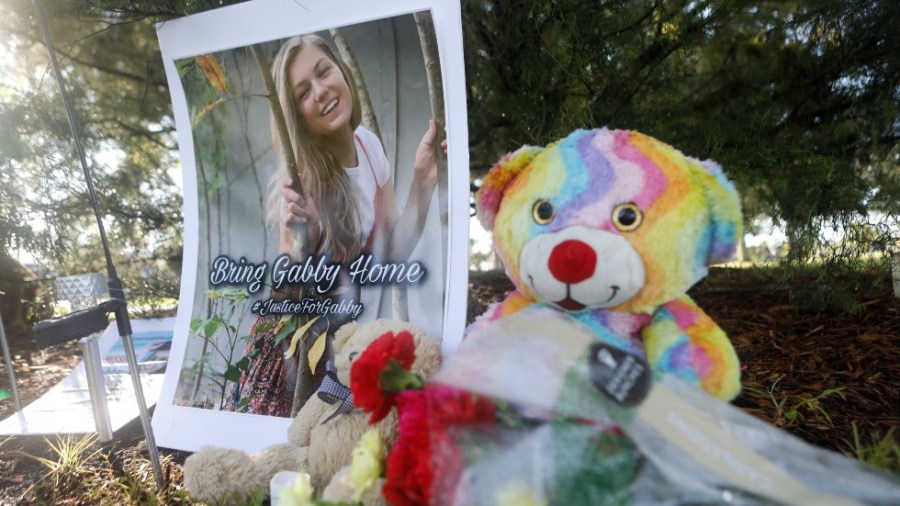 A makeshift memorial near the home of Gabby Petito in Florida.