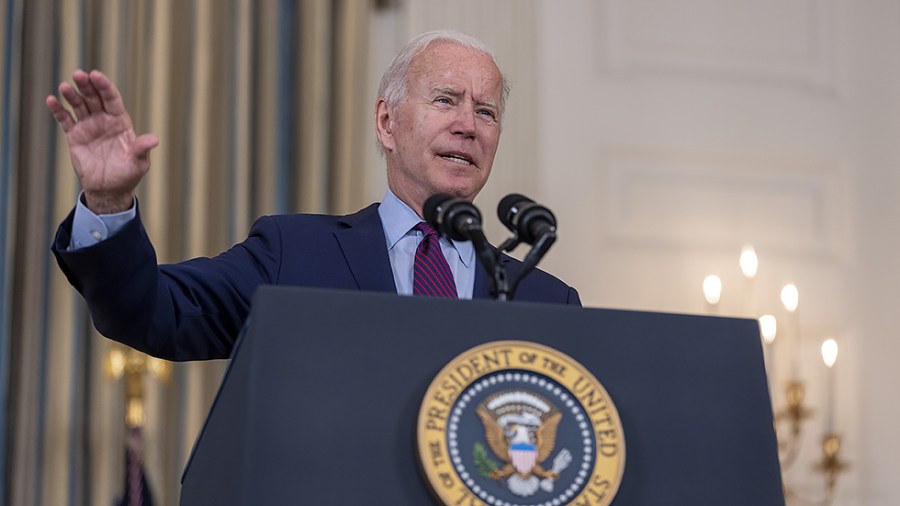 President Biden delivers remarks regarding the debt ceiling and infrastructure package being debated on Capitol Hill on Monday, October 4, 2021.