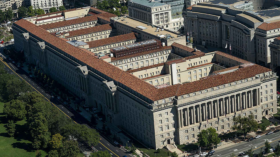 The Department of Commerce is seen from the Washington Monument on Friday, September 24, 2021.