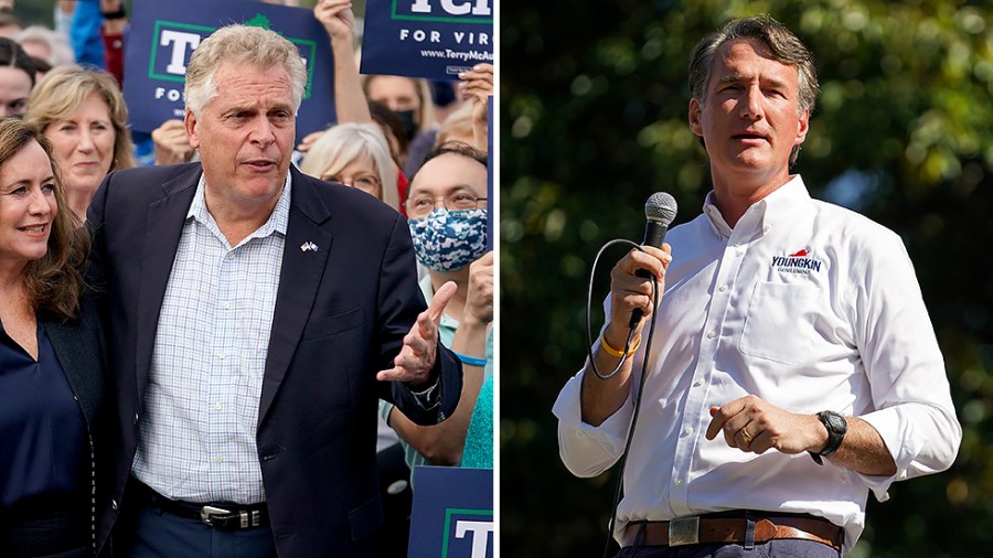 Virginia Democratic gubernatorial candidate Terry McAuliffe and Republican candidate Glenn Youngkin