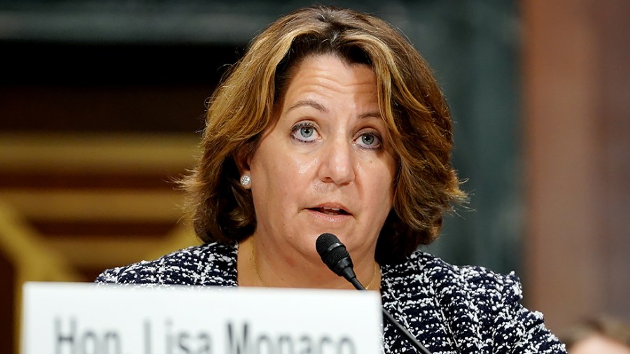 Deputy Attorney General Lisa Monaco gives an opening statement during a Senate Judiciary Committee hearing to renew the Violence Against Women Act on Tuesday, October 5, 2021.