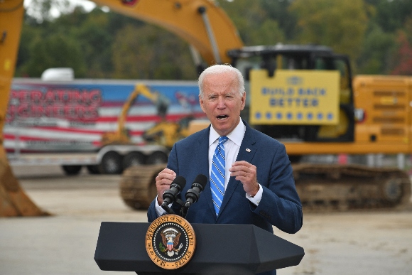 President Joe Biden speaks about the bipartisan infrastructure bill and his Build Back Better agenda