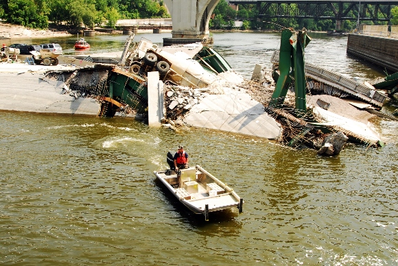 A bridge collapse in Minneapolis