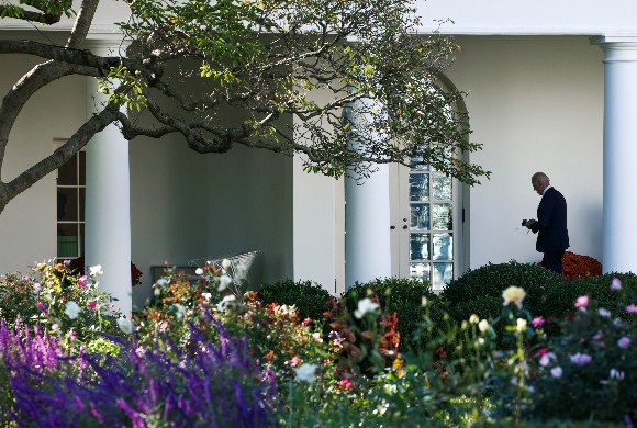 President Joe Biden returns to the Oval Office after delivering remarks