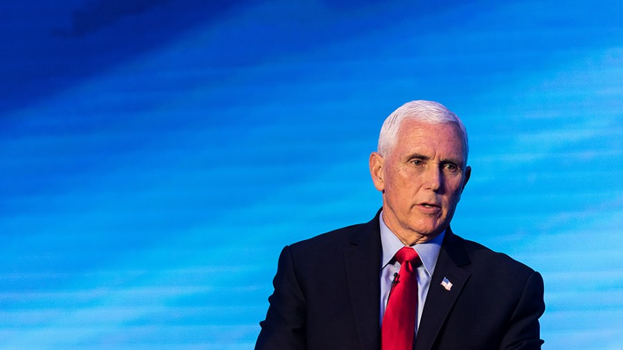 Former Vice President Mike Pence during the 2021 Free Iran Summit in Washington, D.C. on Oct. 28, 2021.