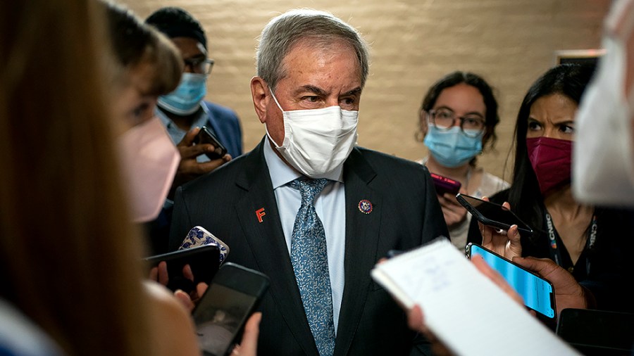 Rep. John Yarmuth (D-Ky.) speaks to reporters after a closed-door House Democratic caucus meeting on Tuesday, October 26, 2021.