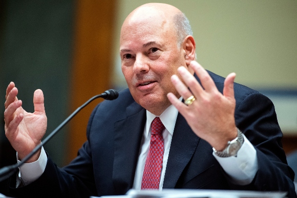 Postmaster General L DeJoy testifies during a House Oversight and Reform Committee hearing 