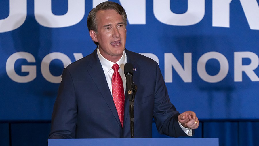 Virginia Republican gubernatorial candidate Glenn Youngkin addresses supporters during an election night event at the Westfields Marriott Hotel in Chantilly, VA on Wednesday, November 3, 2021.