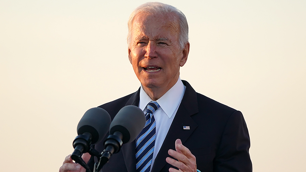 President Biden is seen prior to making remarks regarding the the bipartisan infrastructure deal during an event at the Port of Baltimore’s Dundalk-Marine Terminal in Baltimore Md., on Wednesday, November 10, 2021.