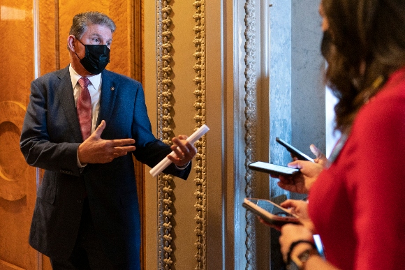 Sen. Joe Manchin, D-W.Va., speaks to reporters on Capitol Hill