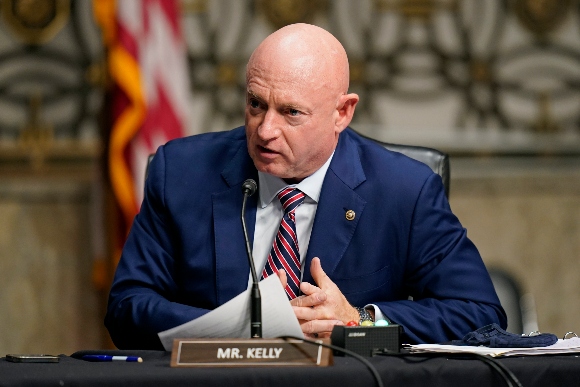 Sen. Mark Kelly, D-Ariz., speaks during a Senate Armed Services Committee hearing