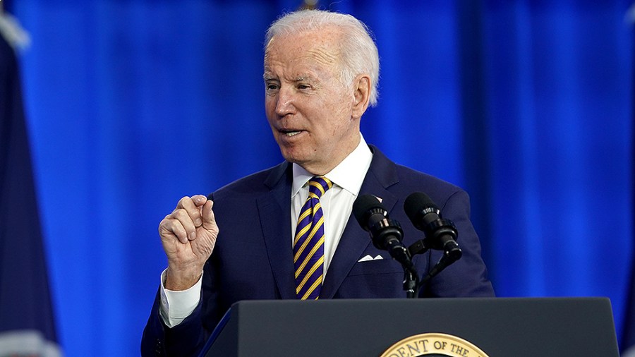 President Biden gives remarks to discuss lowering healthcare and prescription drug cost at Germanna Community College in Culpepper, Va., on Thursday, February 10, 2022.