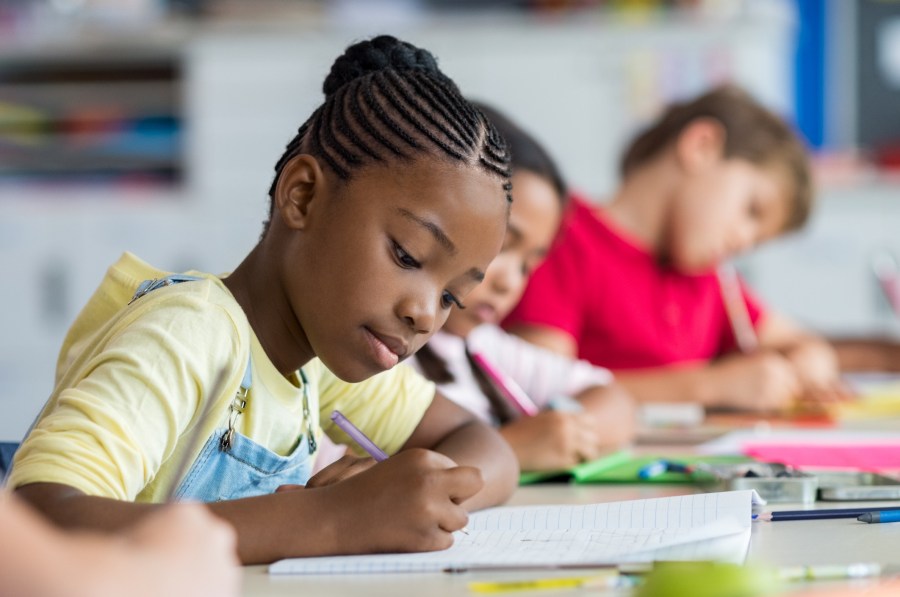 kids study at school