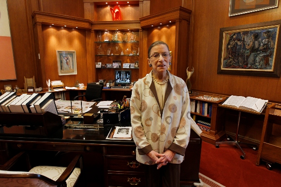 Supreme Court Justice Ruth Bader Ginsburg is photographed in her chambers