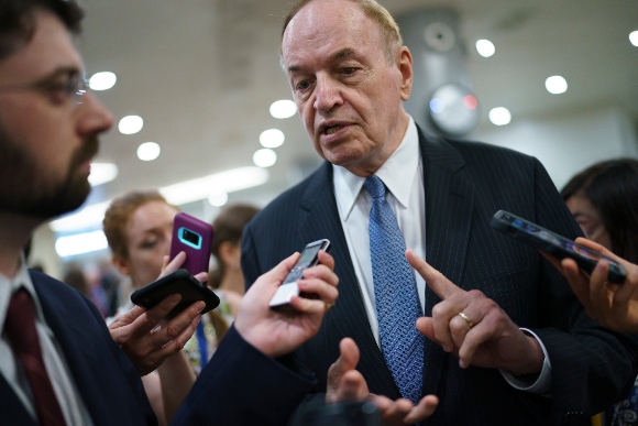 Sen. Richard Shelby, R-Ala., the top Republican on the Senate Appropriations Committee, speaks to reporters